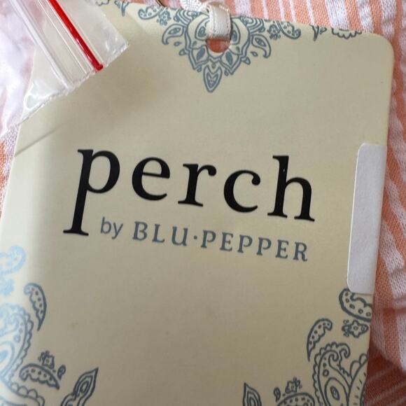Perch by Blu Pepper Button Up Striped Ruffle Sleeveless Top Light Peach Size 3X - Picture 3 of 7